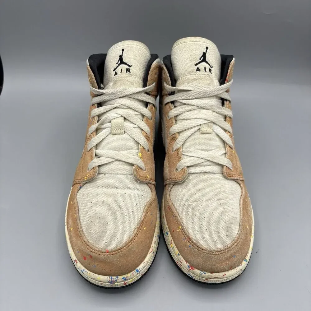 Jordan Air Jordan 1 High Top Paint Splatter Canvas Boys Sneakers US Size 6.5Y